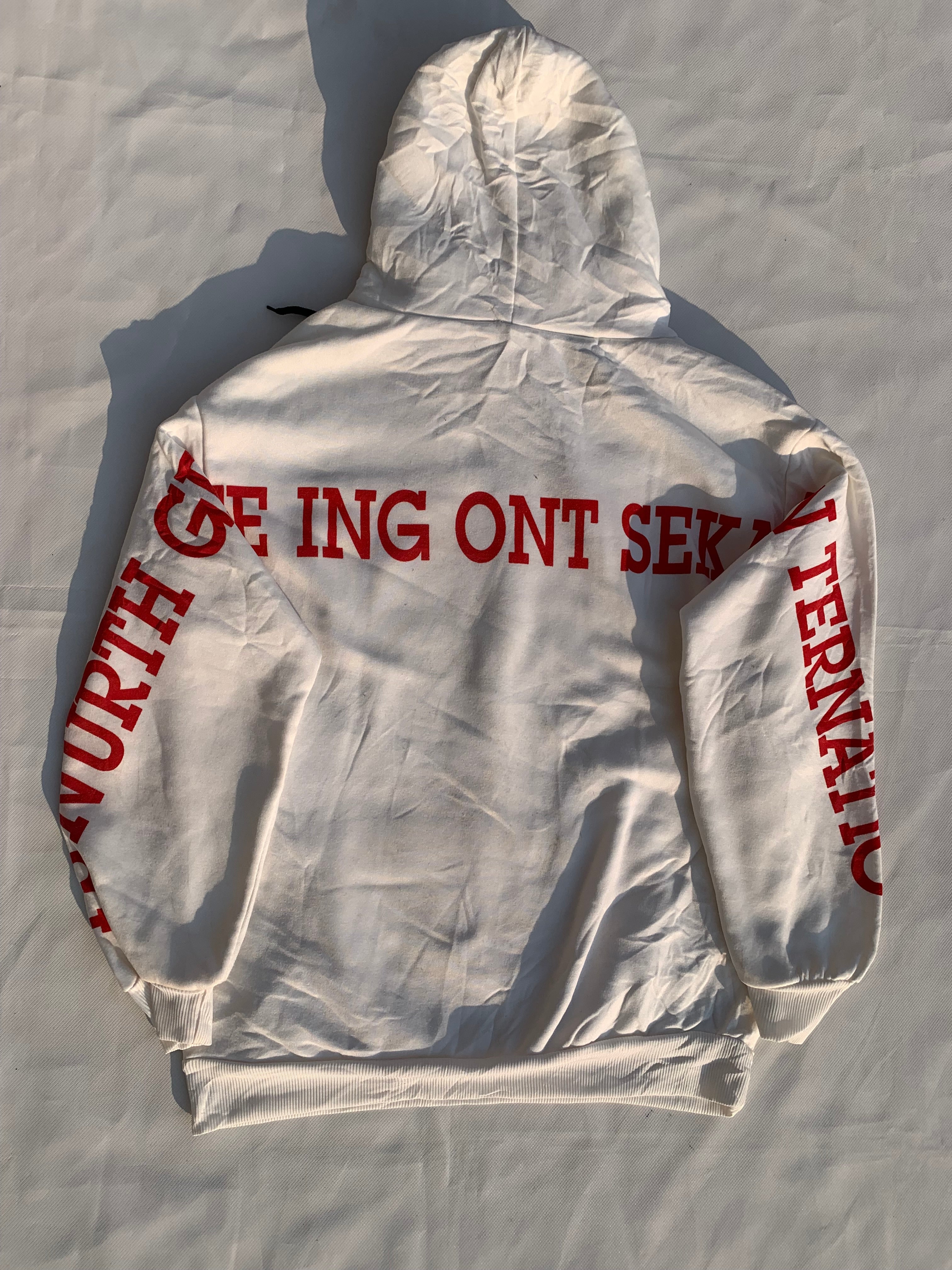 WHITE BACK PRINT HOODIE